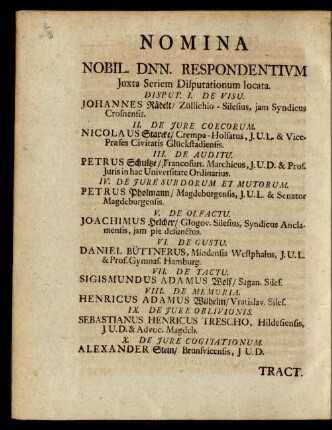 Nomina Nobil. Dnn. Respondentium