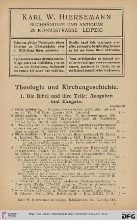 Theologie und Kirchengeschichte (Nr. 1 - 1284)