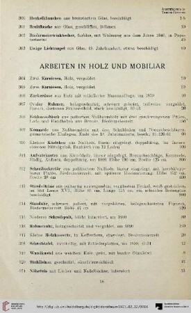 Arbeiten in Holz und Mobiliar (Nr. 304-330)