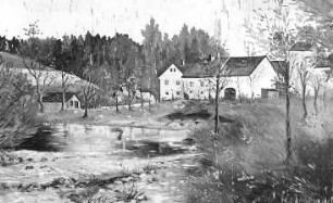 Triebischtal-Tanneberg. Dammmühle, Gemälde, Repro