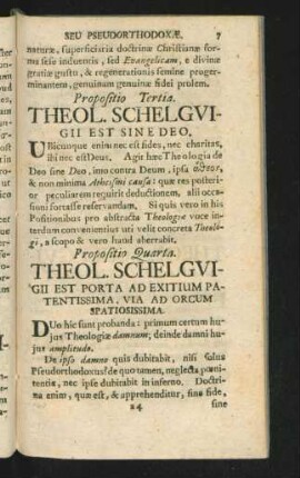 Proposito Tertia. Theol. Schelguigii Est Sine Deo.