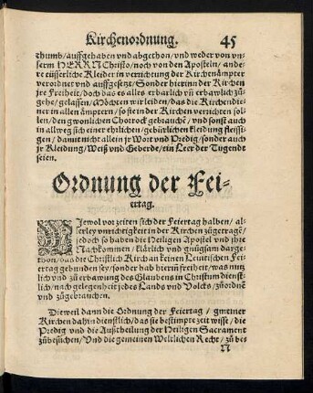 Ordnung der Feiertag.