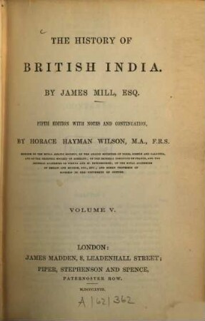The history of British India : (In 10 vol.). 5