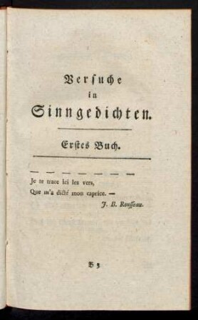 Versuche in Sinngedichten. Erstes Buch