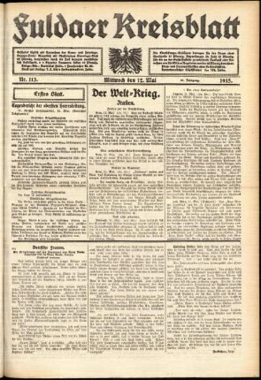 Erste Ausgabe vom Mittwoch, den 12. Mai 1915.