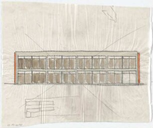 Schneider - Esleben, Paul; Düsseldorf, Rolandstr. 40; Rolandschule - Schulgebäude: Fassade (Queransicht)