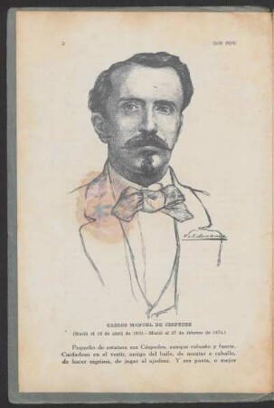 Carlos Manuel de Céspedes - (Nació el 18 de abril de 1819. - Murió el 27 de febrero de 1874.)