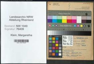 Entnazifizierung Margaretha Klein , geb. 14.02.1905 ()