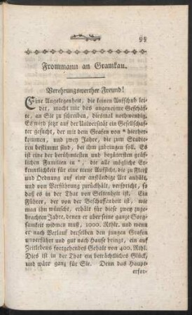 Frommann an Gramkau