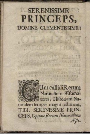 Serenissime Princeps, Domine Clementissime!