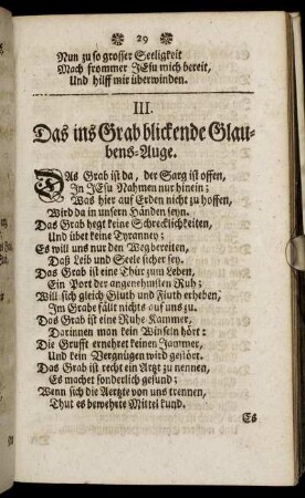 III. Das ins Grab blickende Glaubens-Auge.