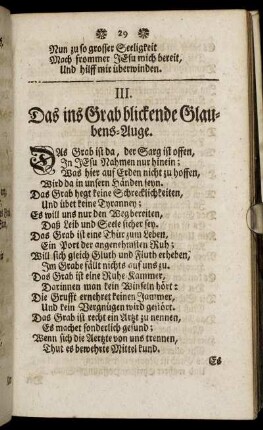 III. Das ins Grab blickende Glaubens-Auge.