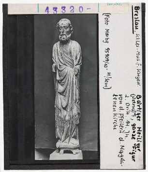 Breslau (Wrocław), Kunstgewerbemuseum: Bärtiger Heiliger von den Pfeilern der Magdalenenkirche