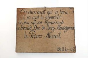 Holztafel "Prinz Murat 1806-07"