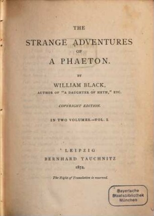 The strange adventures of a phaeton, 1