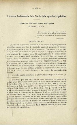 Il teorema fondamentale della Teoria delle equazioni algbriche.