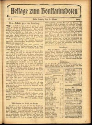 Zweite Ausgabe vom Sonntag, den 21. Februar 1904.