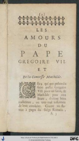 Les Amours Du Pape Gregoire VII. Et De La Comtesse Mathilde.