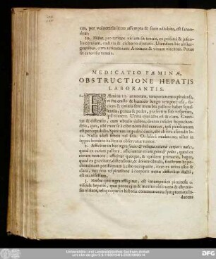 Medicatio Faeminae, Obstructione Hepatis Laborantis.