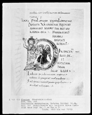 Psalterium Ambrosianum — Initiale D (eus iudicium), Folio 101recto