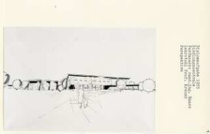 Siedlungszentrale (Diplomarbeit bei Willy Kreuer): Perspektivische Ansicht