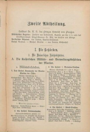 1. Die Kaiserlichen Reichsbehörden.