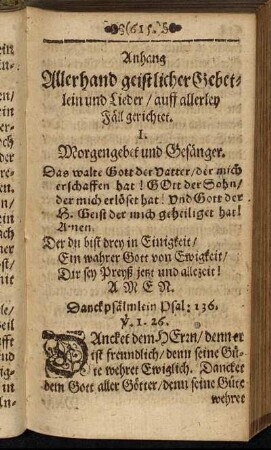 I. Morgengebet und Gesänger.