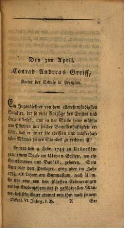 Nekrolog : auf das Jahr ... enthaltend Nachrichten von d. Leben merkwürdiger in diesem Jahre verstorbener Deutscher. 6,1, 6, 1. 1795 (1797)