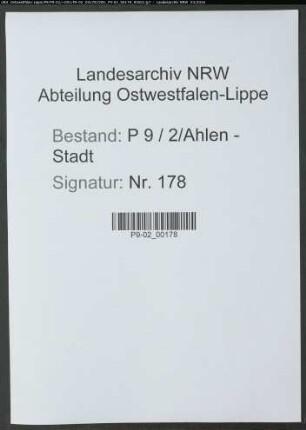 Sterberegister Standesamt Ahlen-Stadt
