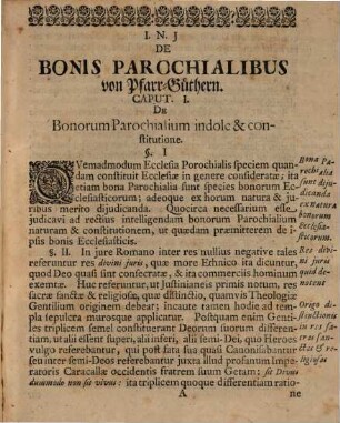 Disputatio Juris Ecclesiastici, De Bonis Parochialibus, Von Pfarr-Güthern