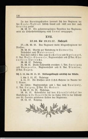 XVII. Ruhezeit