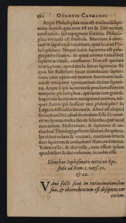 Elenchus Sophismatis tertii ex Epistola ad Rom. 1. vers. 21. [et] 22.