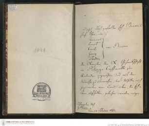 Jugendzeit und römische Wirksamkeit / [Bunsen, Frances ; Bunsen, Christian Carl Josias von ; Nippold, Friedrich], Einband und Vorsatzblatt mit Widmung