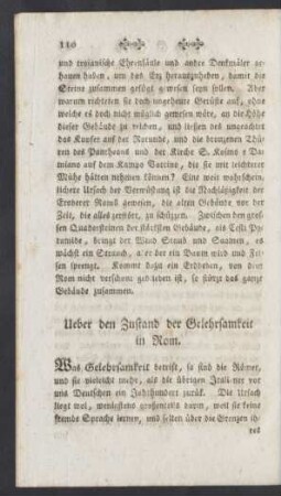 Ueber den Zustand der Gelehrsamkeit in Rom