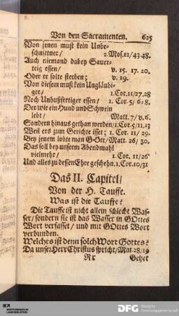 Das II. Capitel. Von der Heiligen Tauffe.