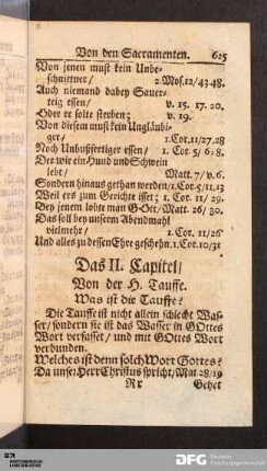 Das II. Capitel. Von der Heiligen Tauffe.