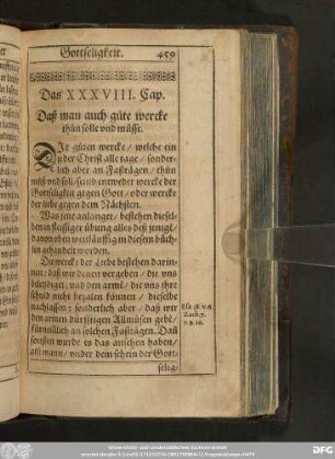 Das XXXVIII. Cap. Daß man auch gute wercke thun solle und müsse.