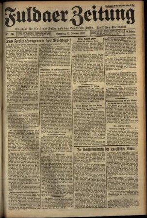 Erste Ausgabe vom Samstag, den 22. Oktober 1927.