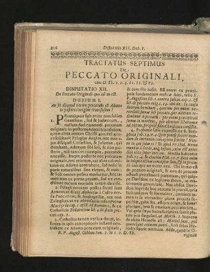 Disputatio XII. De Peccato Originali quo ad an est.