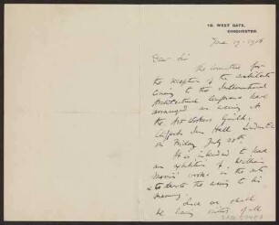 Schreiben an Hermann Muthesius (Postkarte)