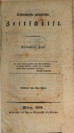 Oestreichische militärische Zeitschrift. 1840, 7/9