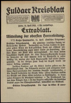 Ausgabe vom Mittwoch, den 14. April 1915.