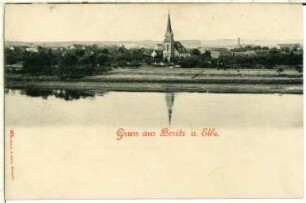 Boritz an der Elbe. Elbe und Kirche