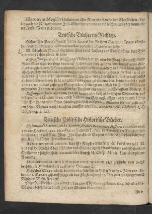 Teutsche Politische Historische Bücher.