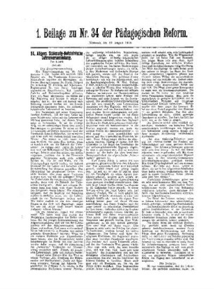 54. Allgem. Schleswig-Holsteinische Lehrerversammlung : (Schluß) ; 1. Beilage zu Nr. 34 der Pädagogischen Reform
