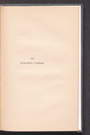 VII Konstruktiver Sozialismus