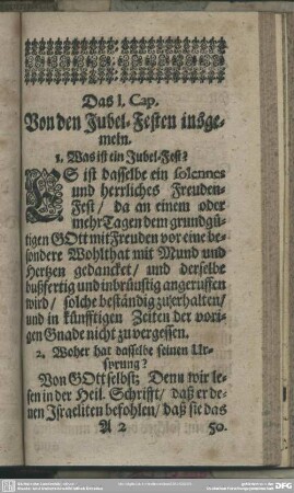 Das I. Cap. Von den Jubel-Festen insgemein