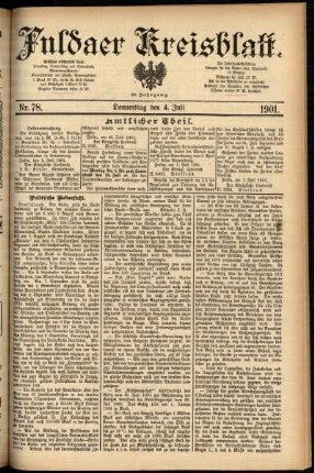 Erste Ausgabe vom Donnerstag, den 04. Juli 1901.