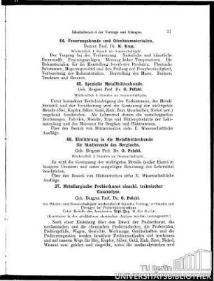 67. Metallurgische Probierkunst einschl. techn. Gasanalyse