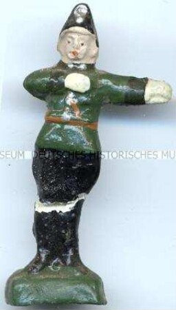 WHW-Abzeichen, Verkehrspolizist: Links frei, Straßensammlung im Gau Halle-Merseburg, Tag der deutschen Polizei vom 29.-30. Januar 1938